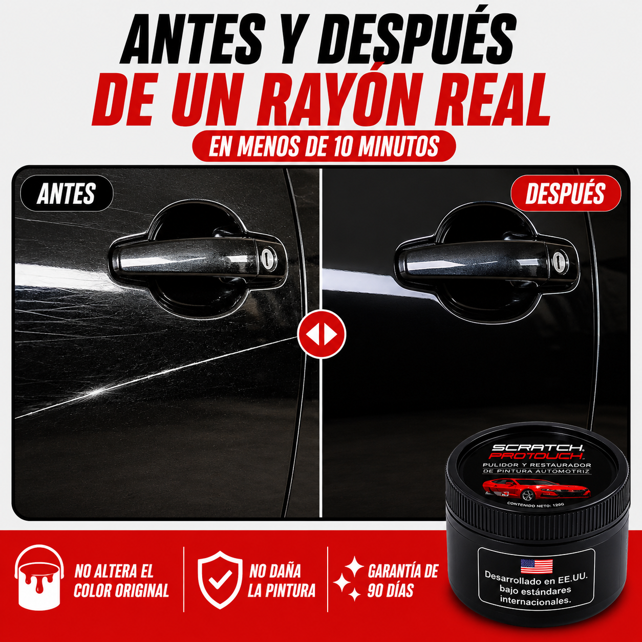 Restaurador de autos 3 en 1 Scratch Protouch® 🚗 Elimina Rayones - Recupera el Brillo - Impermeabiliza pintura